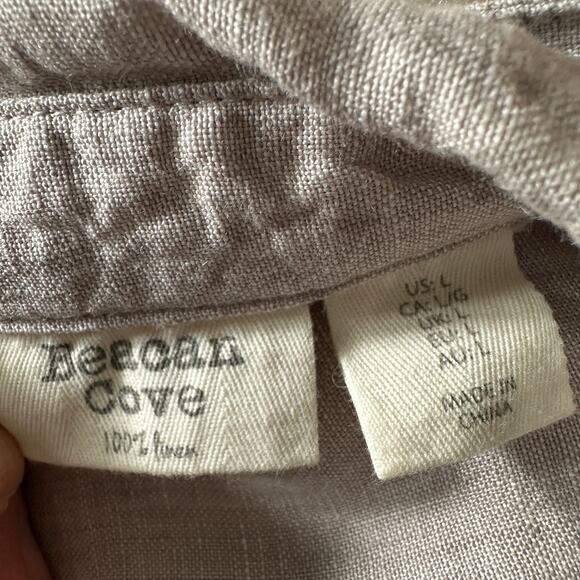 Beacon Cove Linen Tunic Dress Large Gray Long Sleeve Button Front Cottagecore - Picture 7 of 10